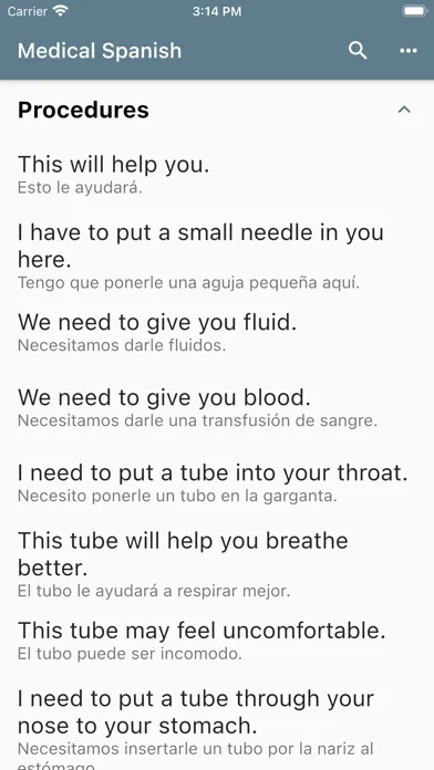 Zrzuty ekranu Spanish Medical Phrases