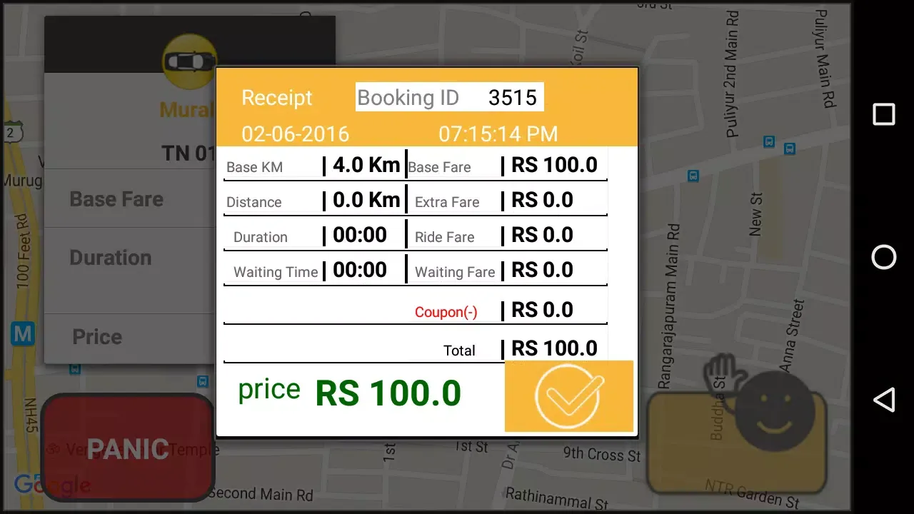 Tangkapan skrin Amba Taxi Meter