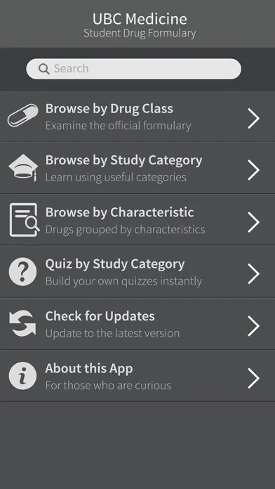ภาพหน้าจอของ UBC Med Formulary