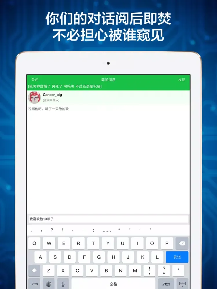 弹幕聊天室 - 陌生人聊天工具 iPad  스크린샷