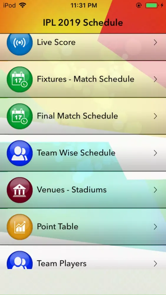 IPL 2019 Schedule Ekran Görüntüleri