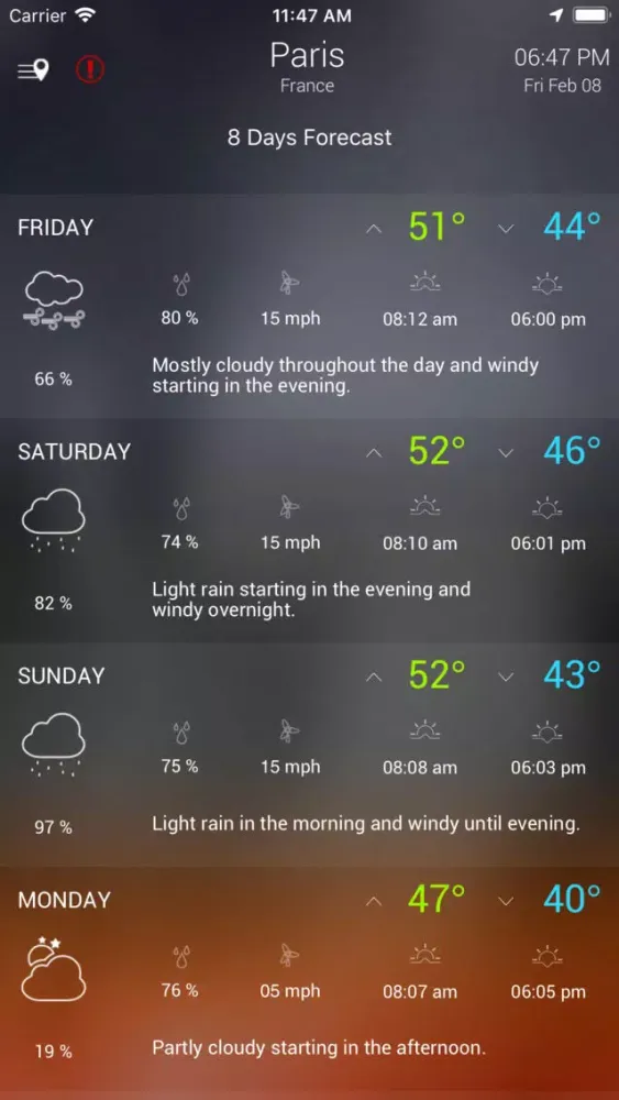 Wther - Weather Forecast স্ক্রিনশট