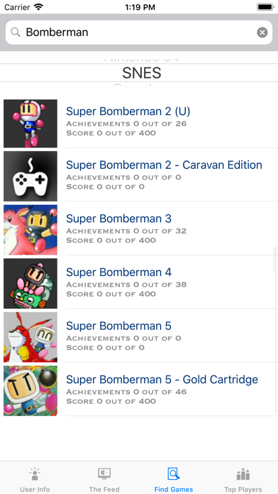 Capturas de tela do Retro Achievements