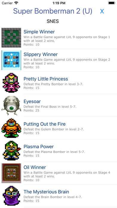 Capturas de tela do Retro Achievements