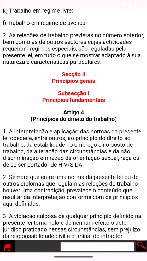 Ảnh chụp màn hình của Lei de Trabalho de Moçambique