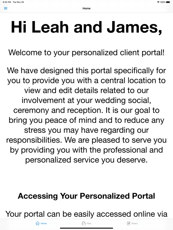 WOLFE Client Portal iPad  Screenshots