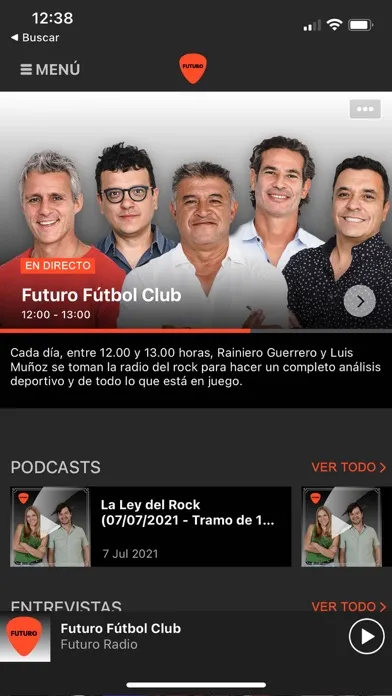 Tangkapan skrin Radio Futuro
