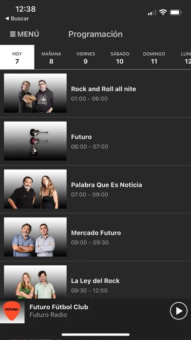 Tangkapan skrin Radio Futuro