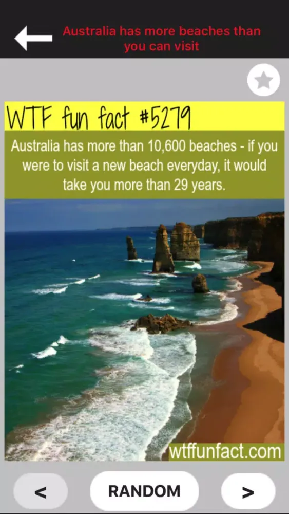 Capturas de tela do WTF fun facts