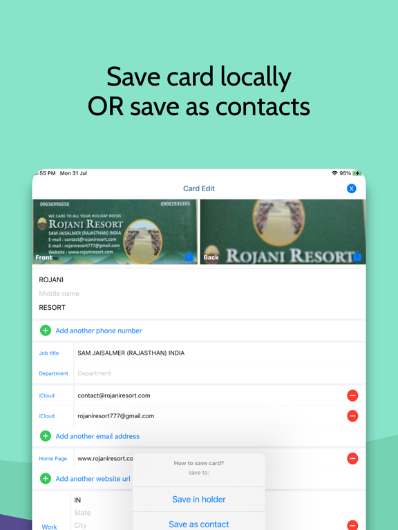 business card scanner : reader iPad  سکرین شاٹس