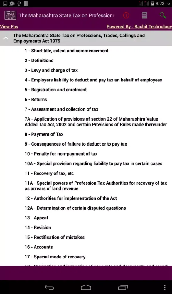 Capturas de tela do Maharashtra State Tax Act 1975