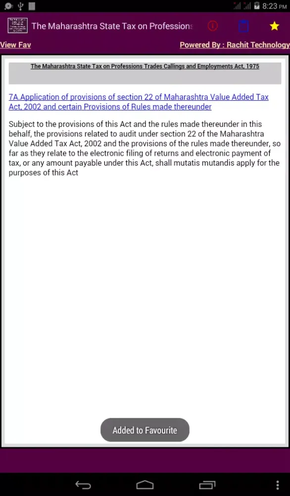 Capturas de tela do Maharashtra State Tax Act 1975