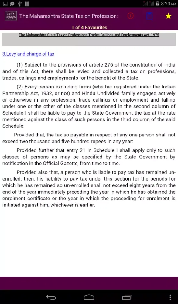 Capturas de tela do Maharashtra State Tax Act 1975