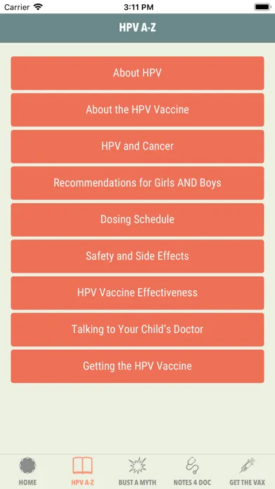 Captures d'écran de HPVcancerFree