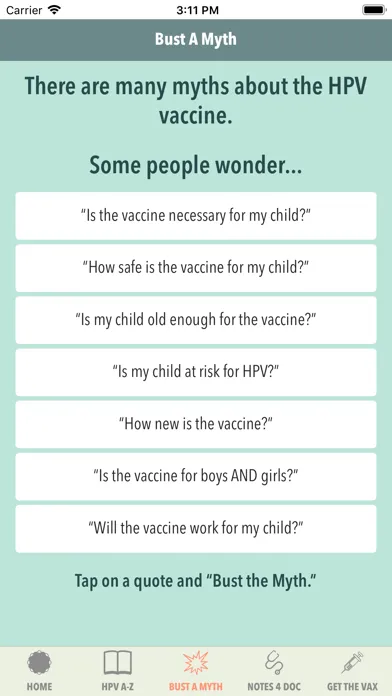 Captures d'écran de HPVcancerFree