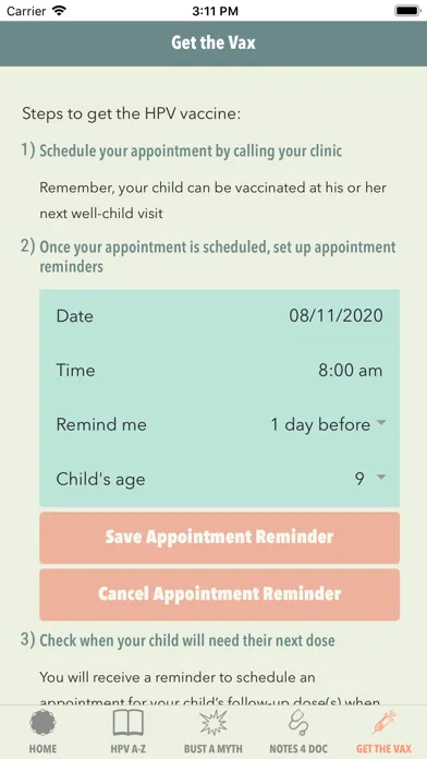 Captures d'écran de HPVcancerFree