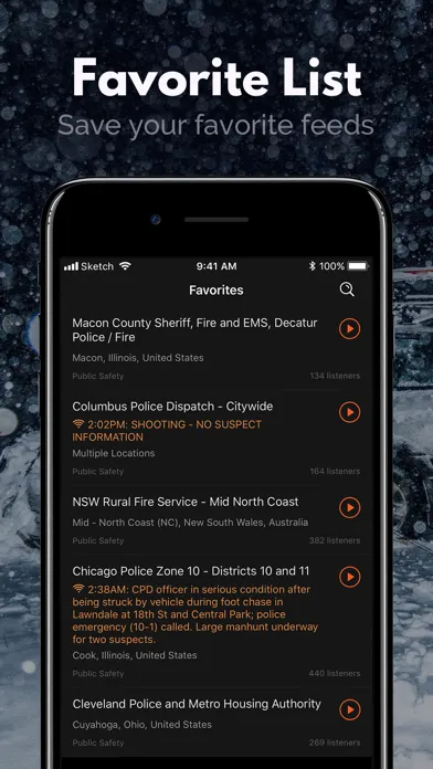 Captures d'écran de Police Scanner: Fire Radio