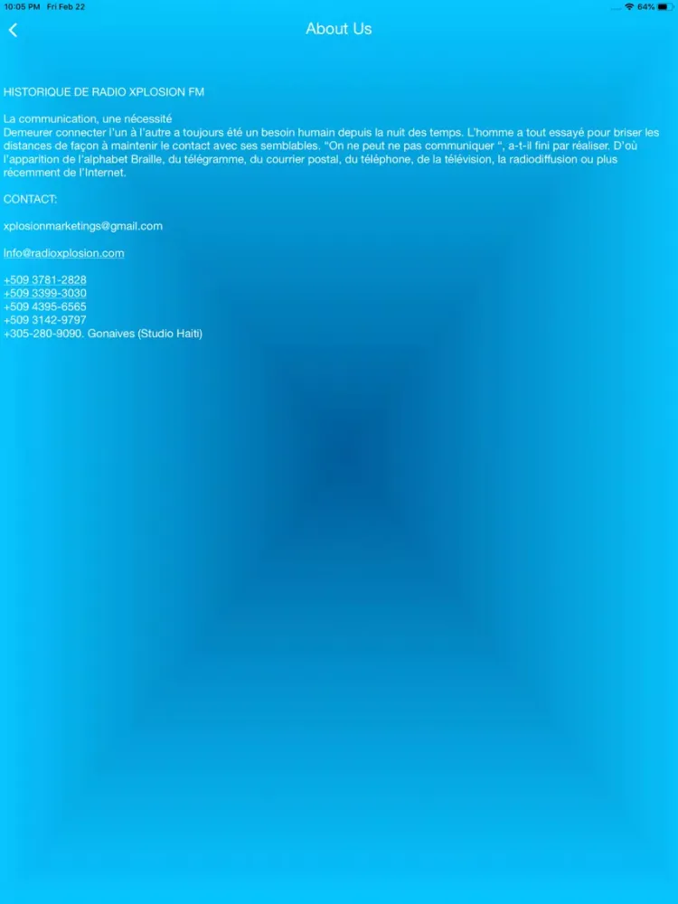 Tangkapan layar Radio Xplosion iPad 