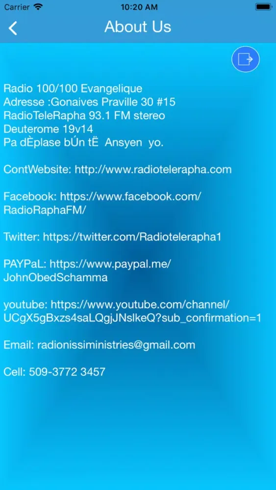 Tangkapan skrin Radio Tele Rapha