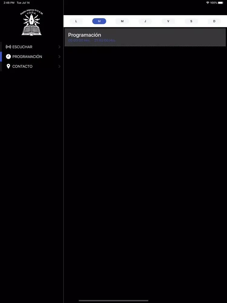 Tangkapan skrin Radio Alianza 610 AM iPad 