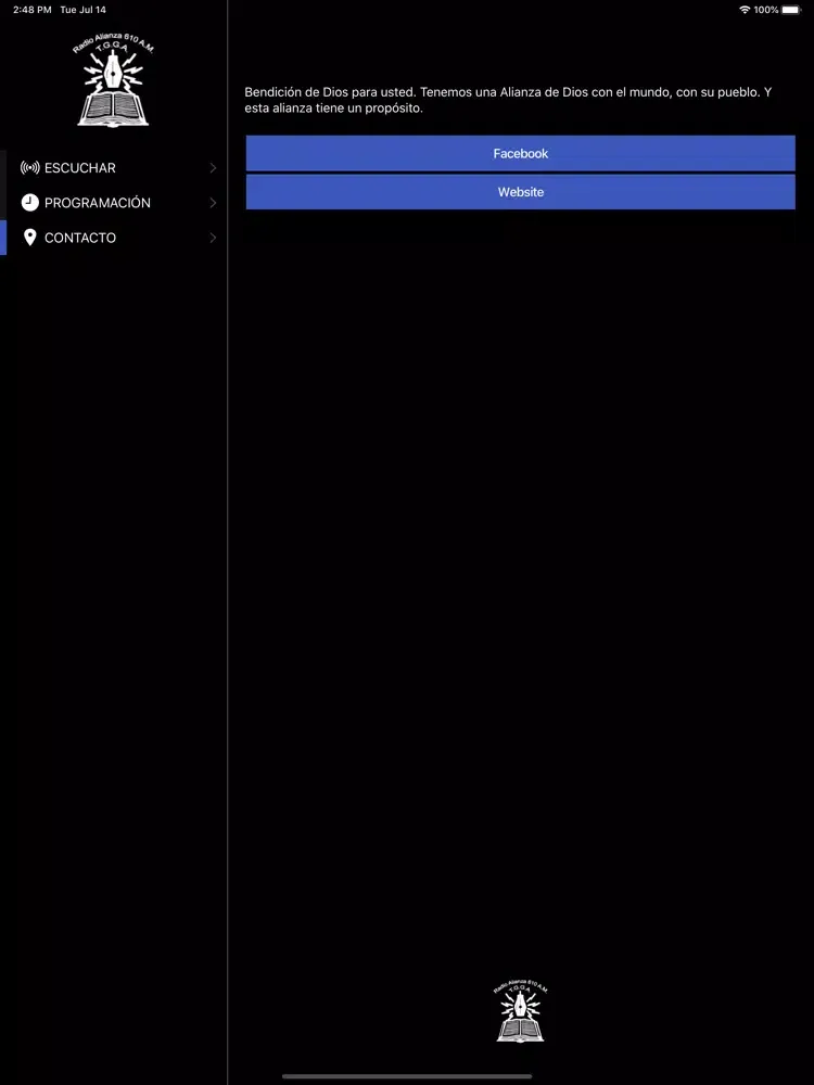 Tangkapan skrin Radio Alianza 610 AM iPad 