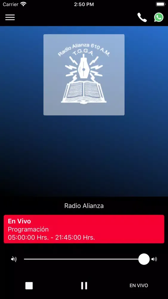 Tangkapan skrin Radio Alianza 610 AM
