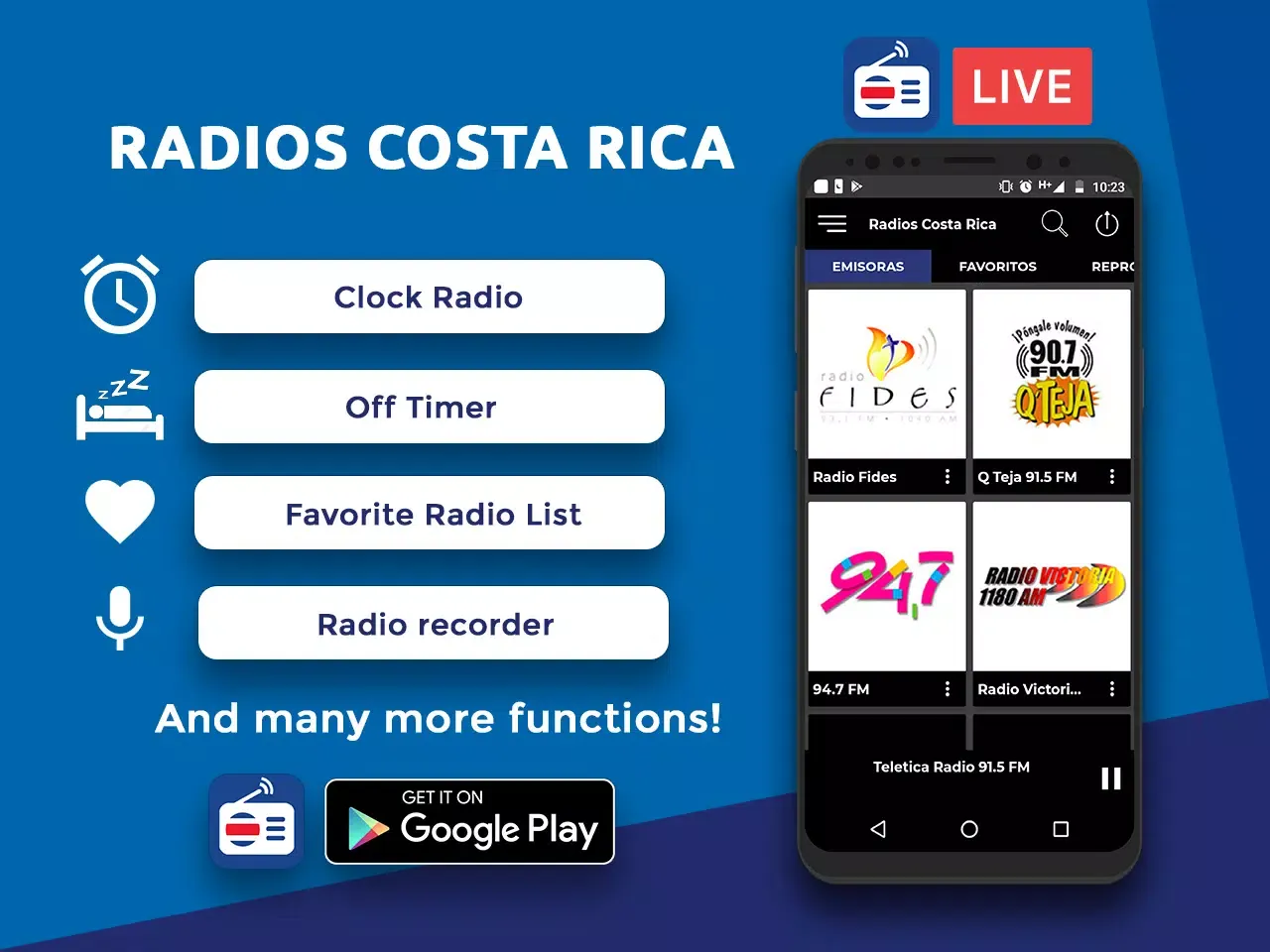 Ảnh chụp màn hình của Radios Costa Rica