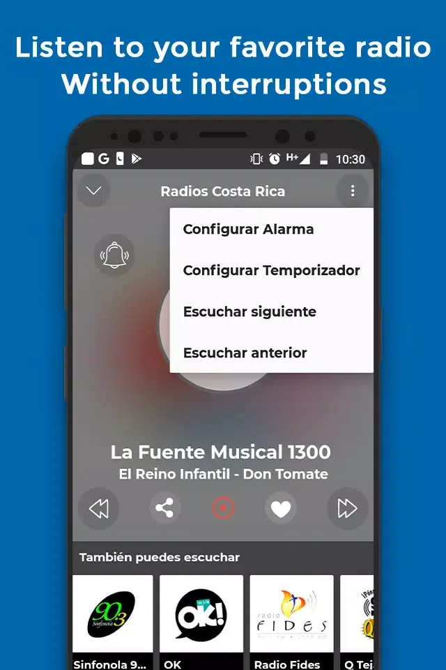 Ảnh chụp màn hình của Radios Costa Rica
