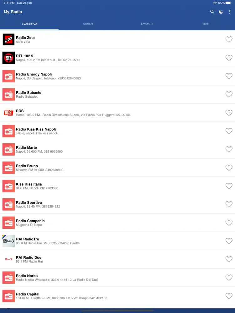 Ảnh chụp màn hình của My Radio - Radio Italia iPad 