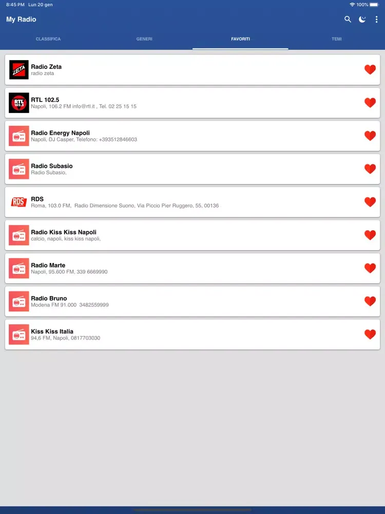 Ảnh chụp màn hình của My Radio - Radio Italia iPad 