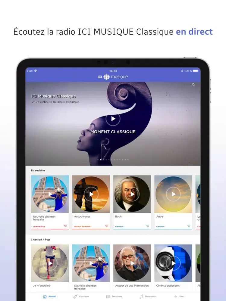 ICI Musique iPad  स्क्रीनशॉट