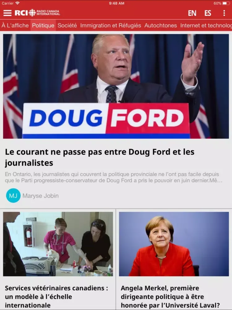 Screenshot di Radio Canada International-FR iPad 