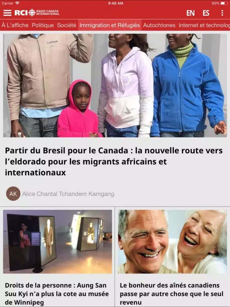 Screenshot di Radio Canada International-FR iPad 