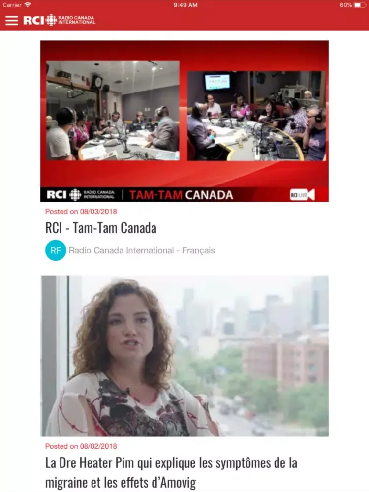 Screenshot di Radio Canada International-FR iPad 