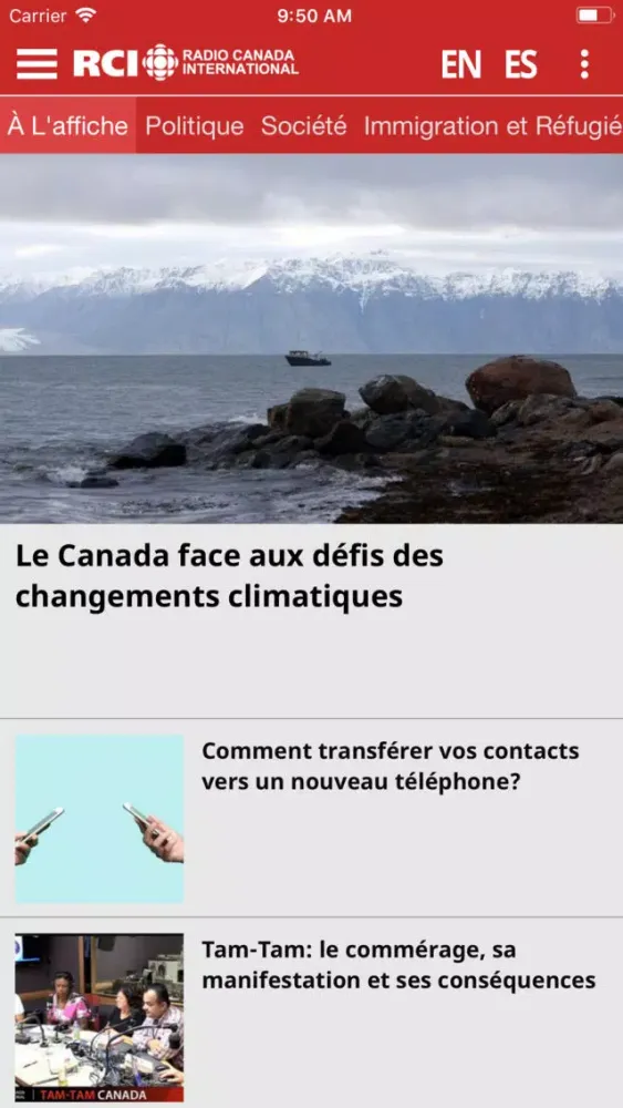 Screenshot di Radio Canada International-FR