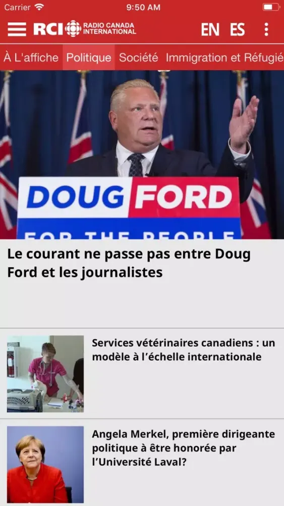 Screenshot di Radio Canada International-FR