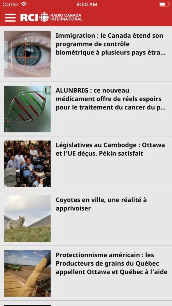 Screenshot di Radio Canada International-FR
