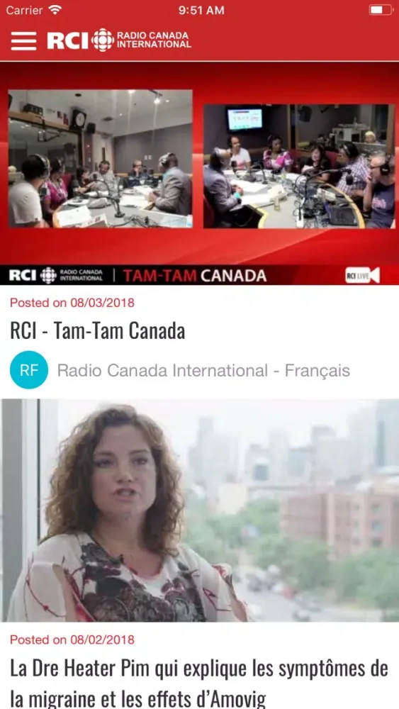 Screenshot di Radio Canada International-FR