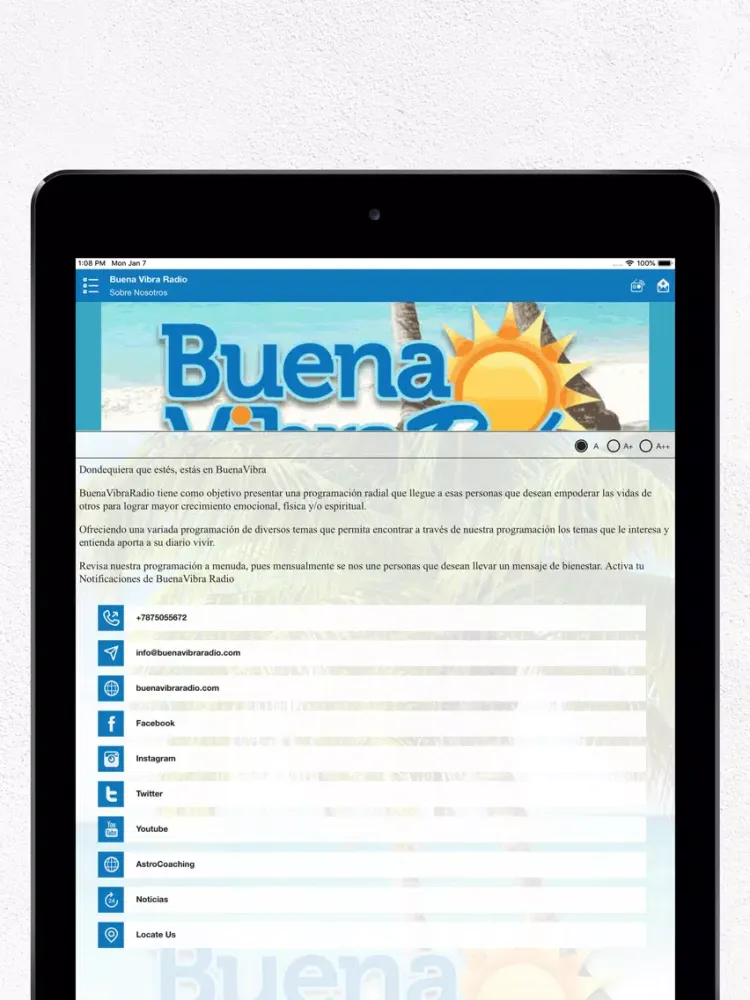 Ảnh chụp màn hình của Buena Vibra Radio iPad 