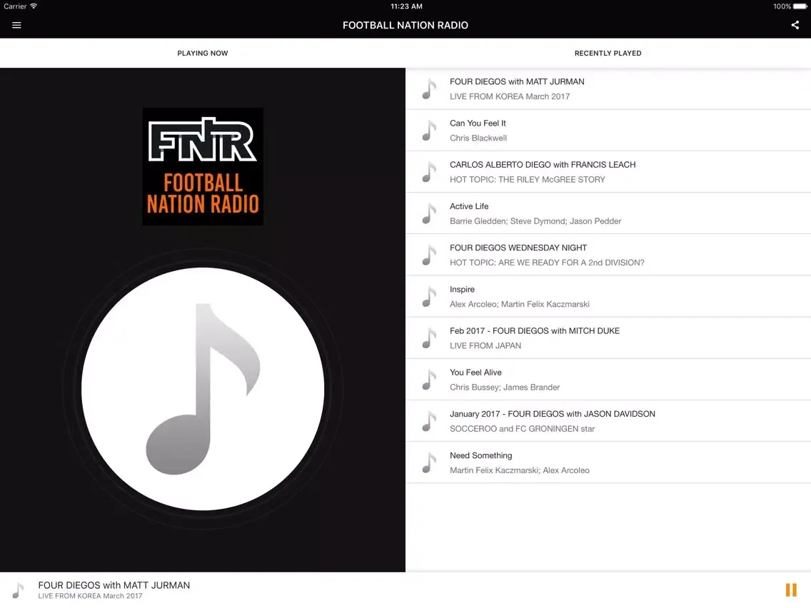 FOOTBALL NATION RADIO iPad  スクリーンショット