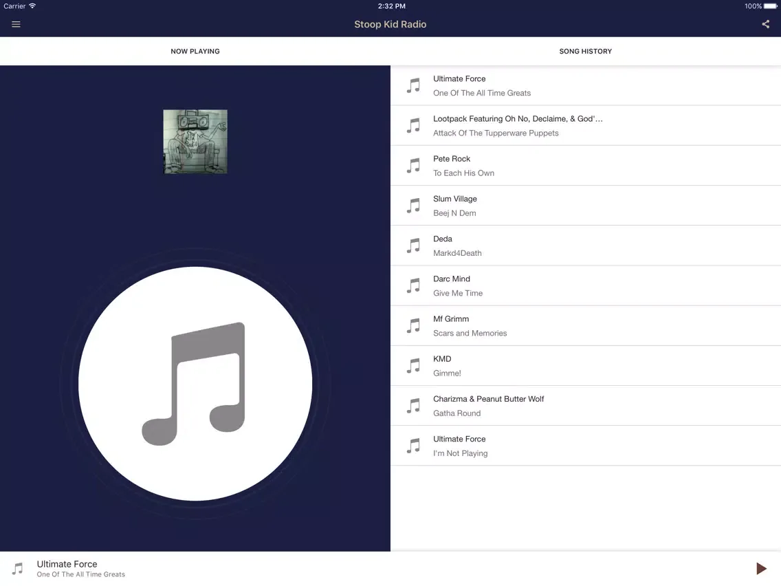 Tangkapan layar Stoop Kid Radio iPad 