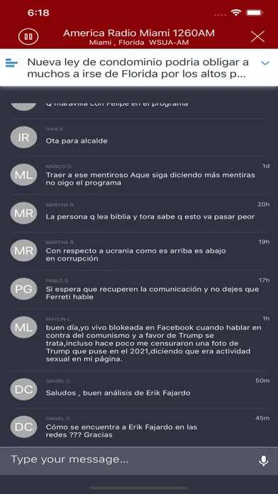 Tangkapan layar America Radio Miami
