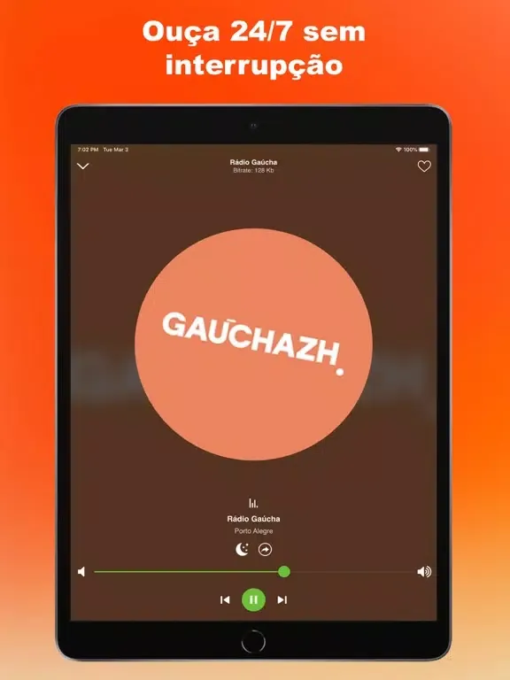 Ảnh chụp màn hình của Rádio Gaúcha ao vivo-FM Brasil iPad 