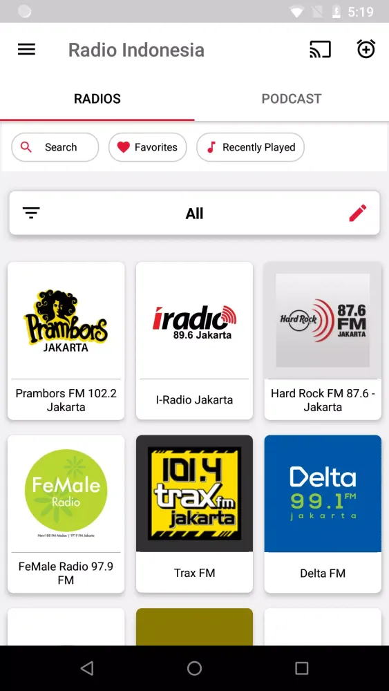 Tangkapan skrin Radio Indonesia