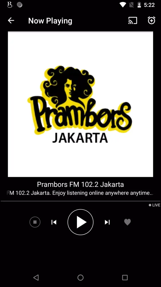 Tangkapan skrin Radio Indonesia