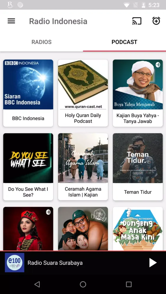 Tangkapan skrin Radio Indonesia
