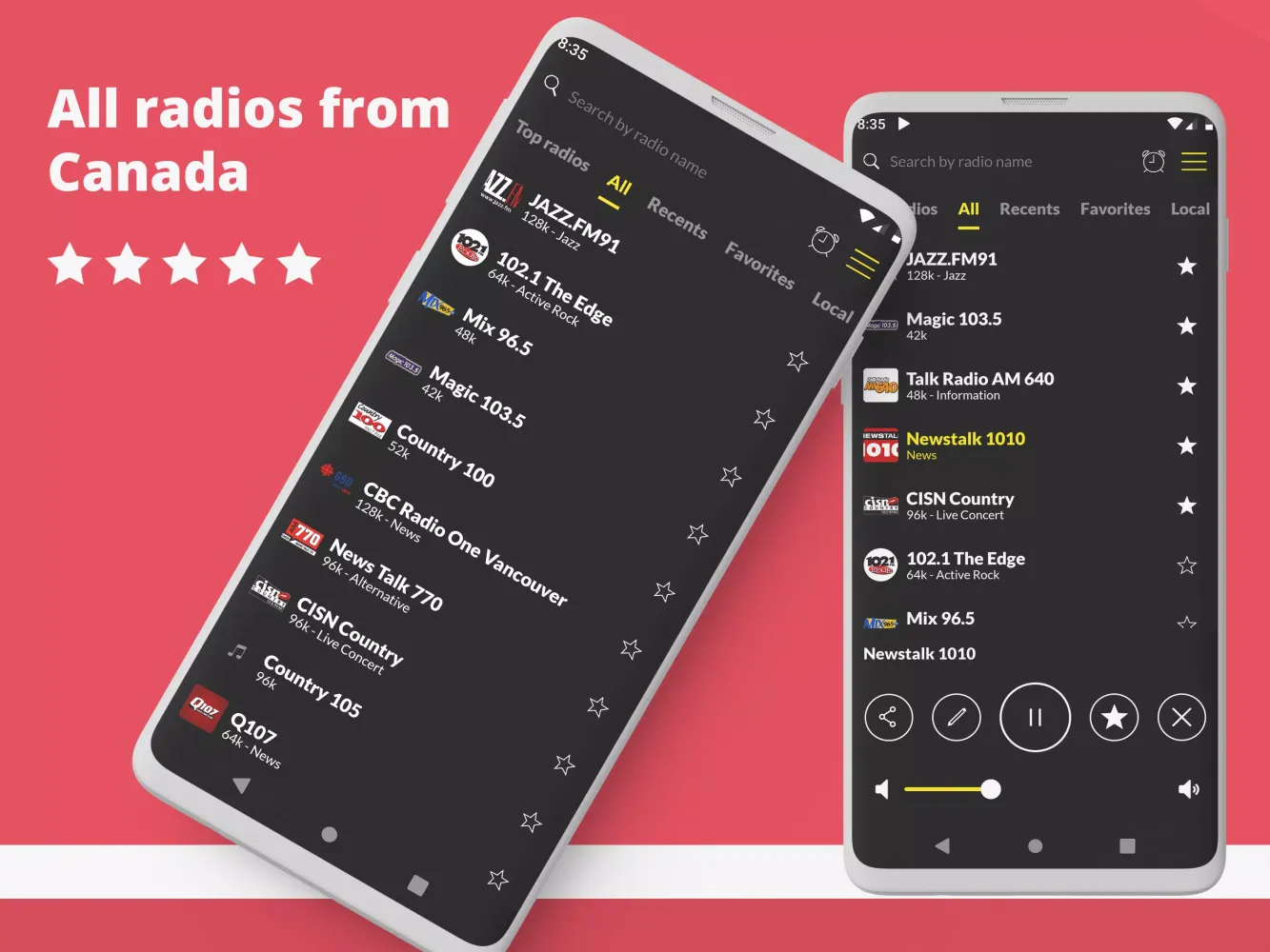 Capturas de pantalla de Radio Canada