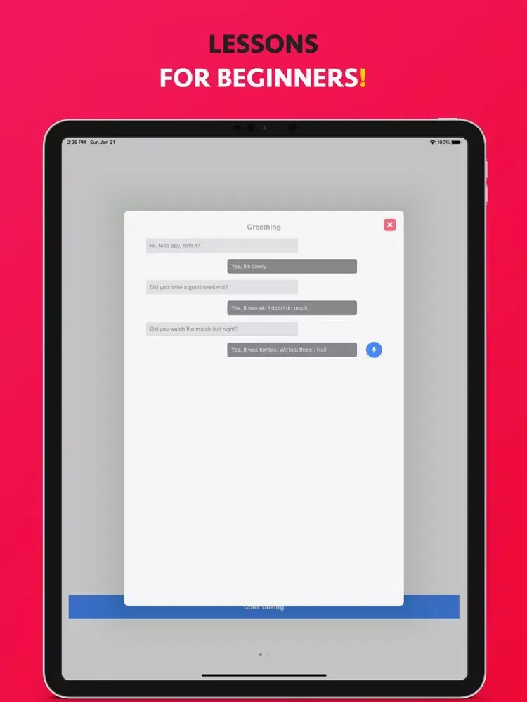 Tangkapan layar Lets Speak iPad 