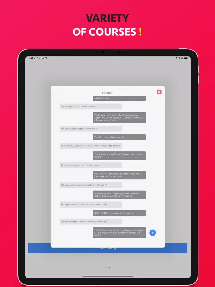 Tangkapan layar Lets Speak iPad 