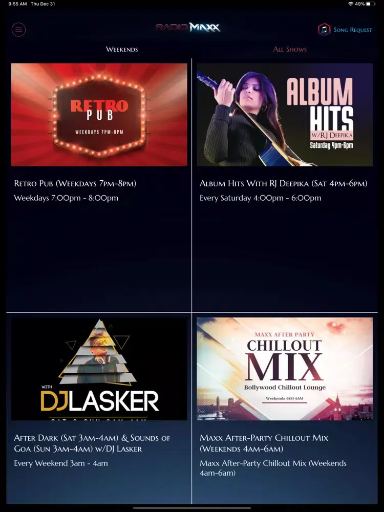 ภาพหน้าจอของ Radio Maxx iPad 